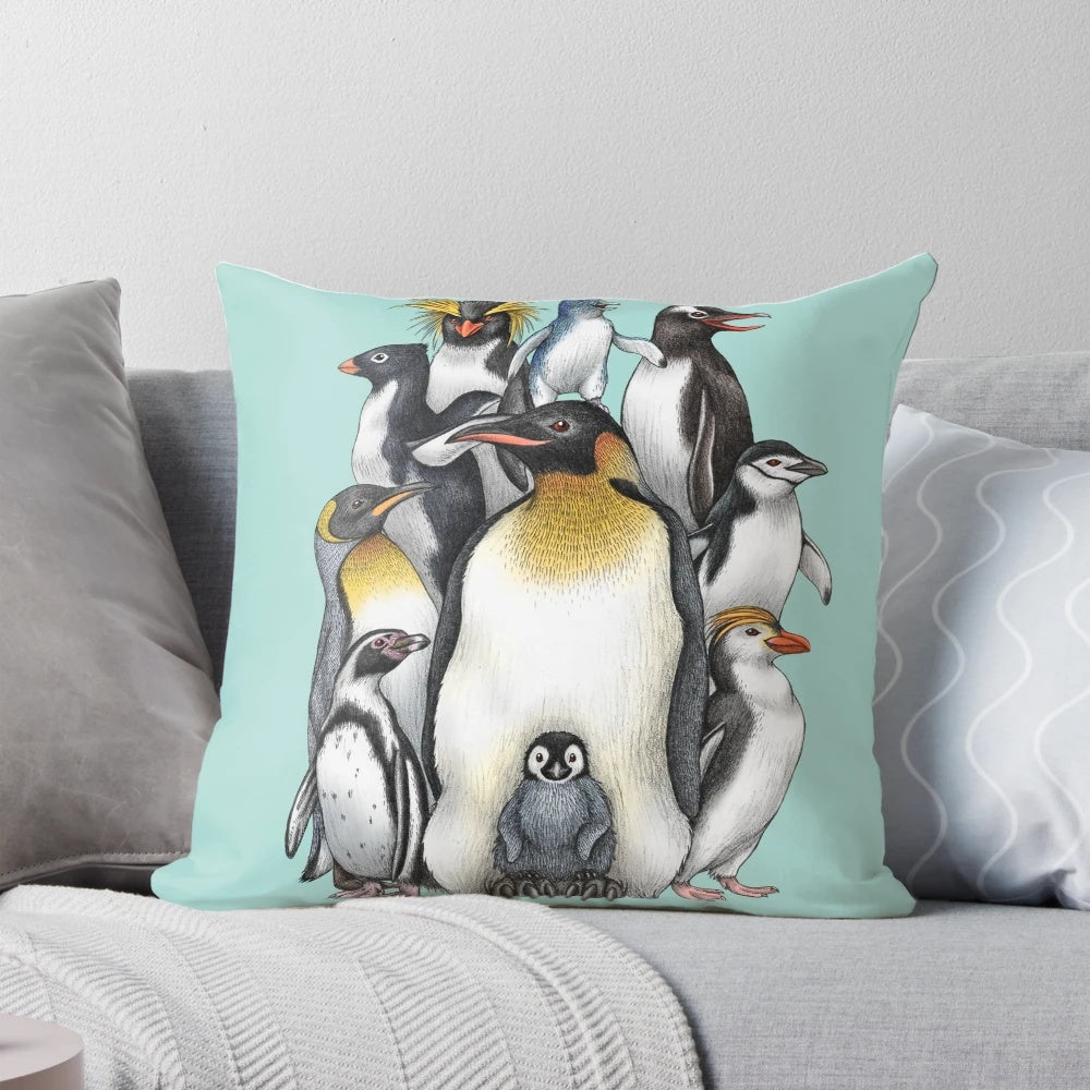Soft, plush penguin-themed throw pillow for home, nursery, or office decor