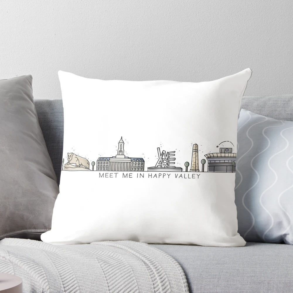 Plush Penn State Nittany Lions Pillow featuring the Happy Valley landscape