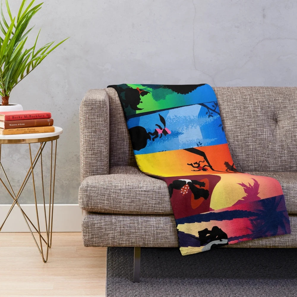 Pentaptych Silhouettes Plush Blanket featuring acrylic artwork by Mallory Georg