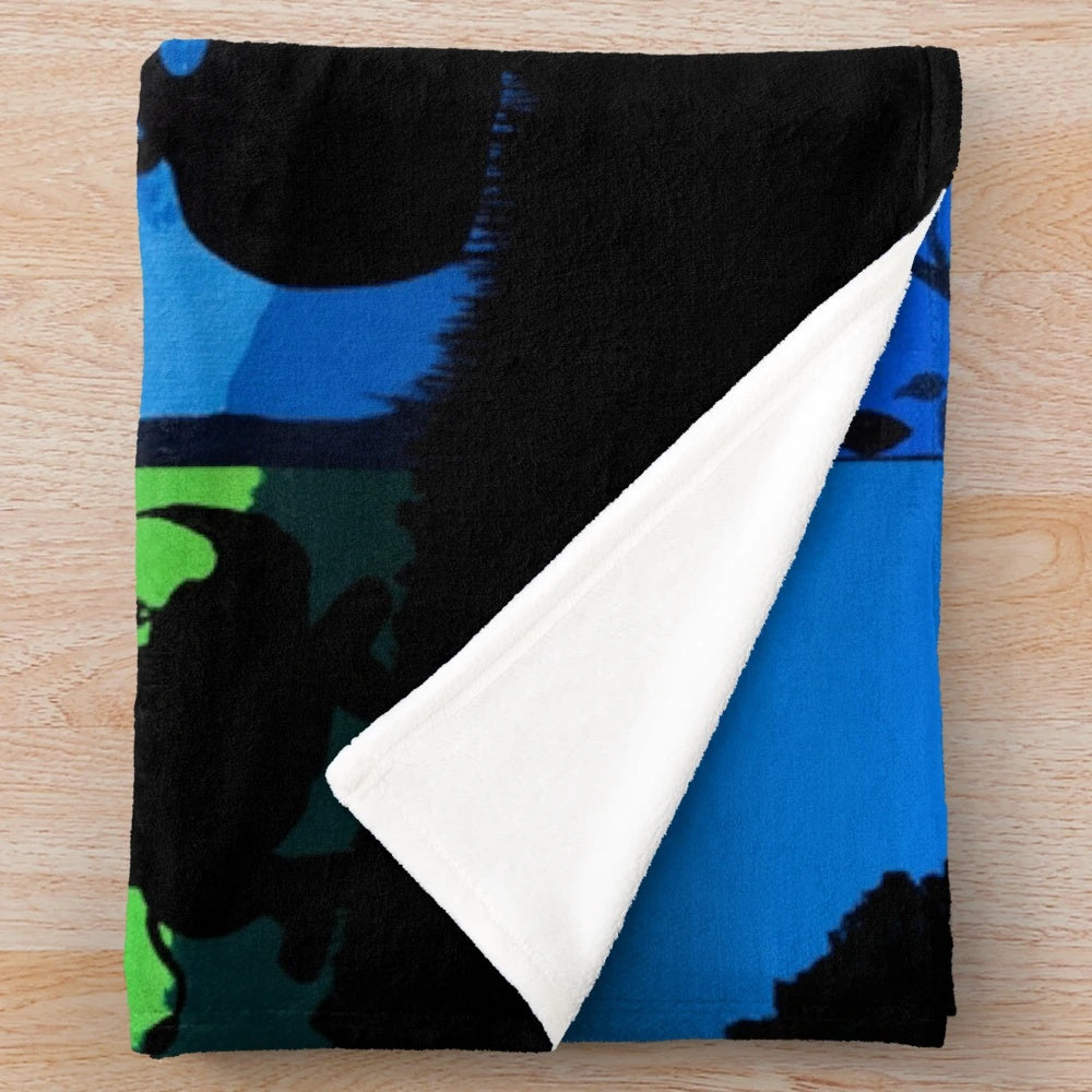 Pentaptych Silhouettes Plush Blanket featuring acrylic artwork by Mallory Georg