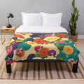 Peony floral pattern plush blanket