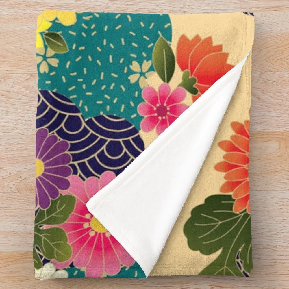 Peony floral pattern plush blanket