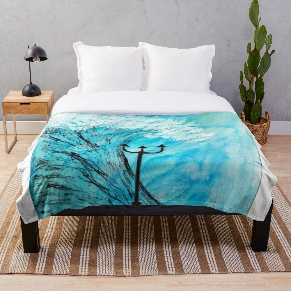 Percy Jackson Inspired Plush Blanket with Demigod and Greek Mythology Designs