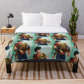 Percy Jackson themed plush blanket with character details