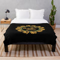 Permaculture-themed plush blanket with lush, nature-inspired design