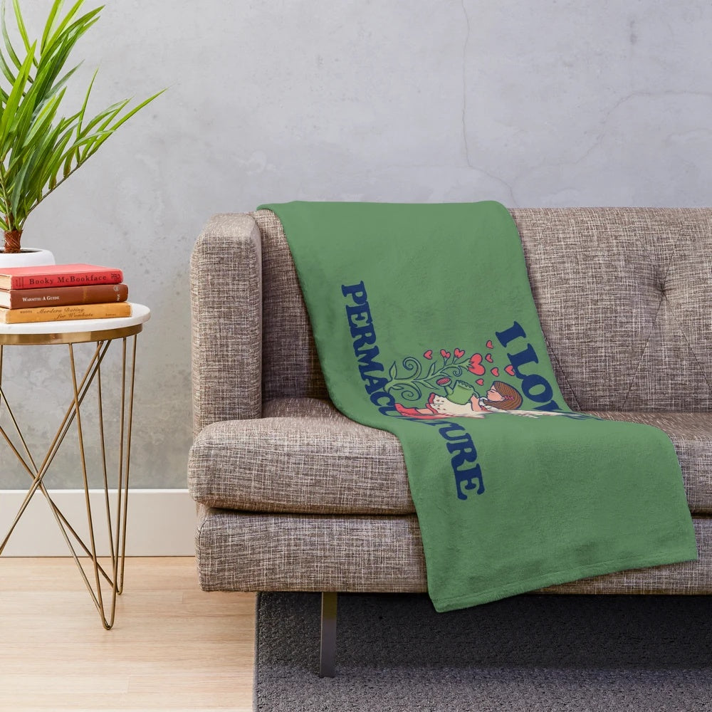 Plush blanket with permaculture design for gardening enthusiasts