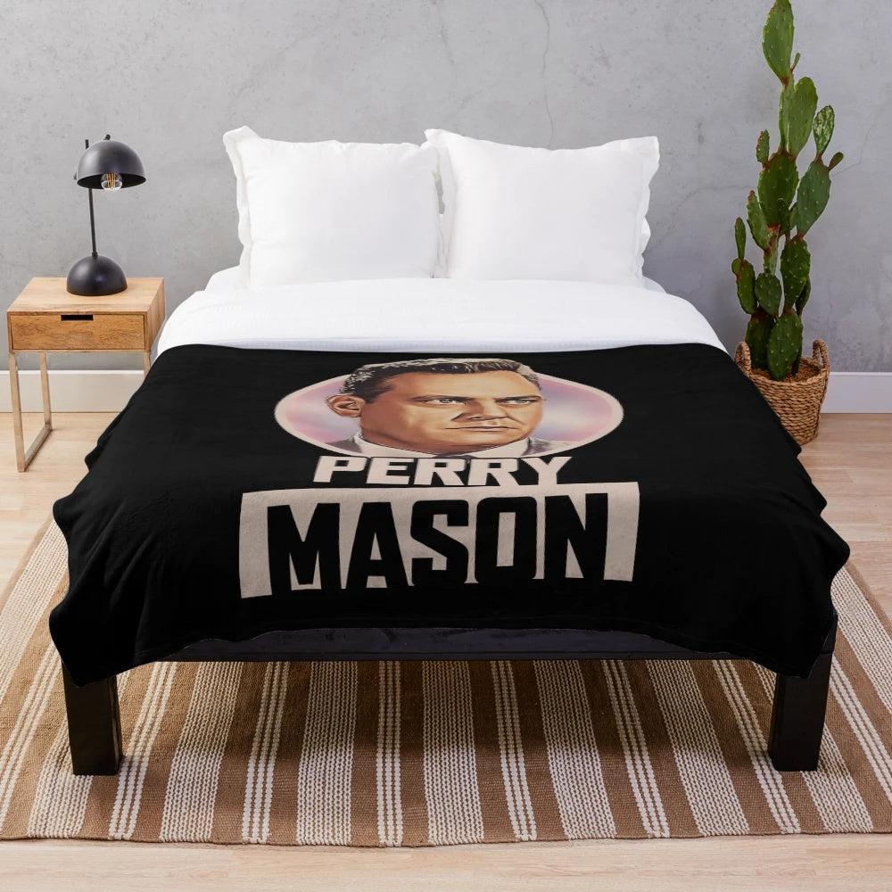Perry Mason inspired plush blanket with classic tv series design