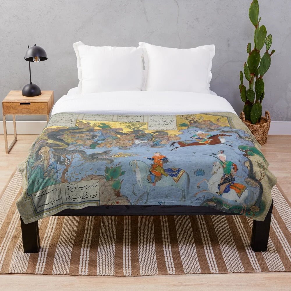 Persian poetry inspired plush blanket