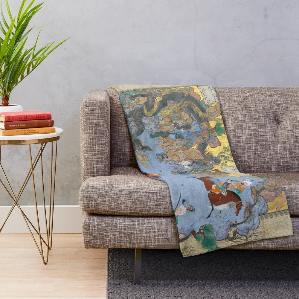 Persian poetry inspired plush blanket