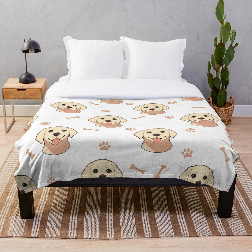 Labrador Retriever seamless pattern plush blanket