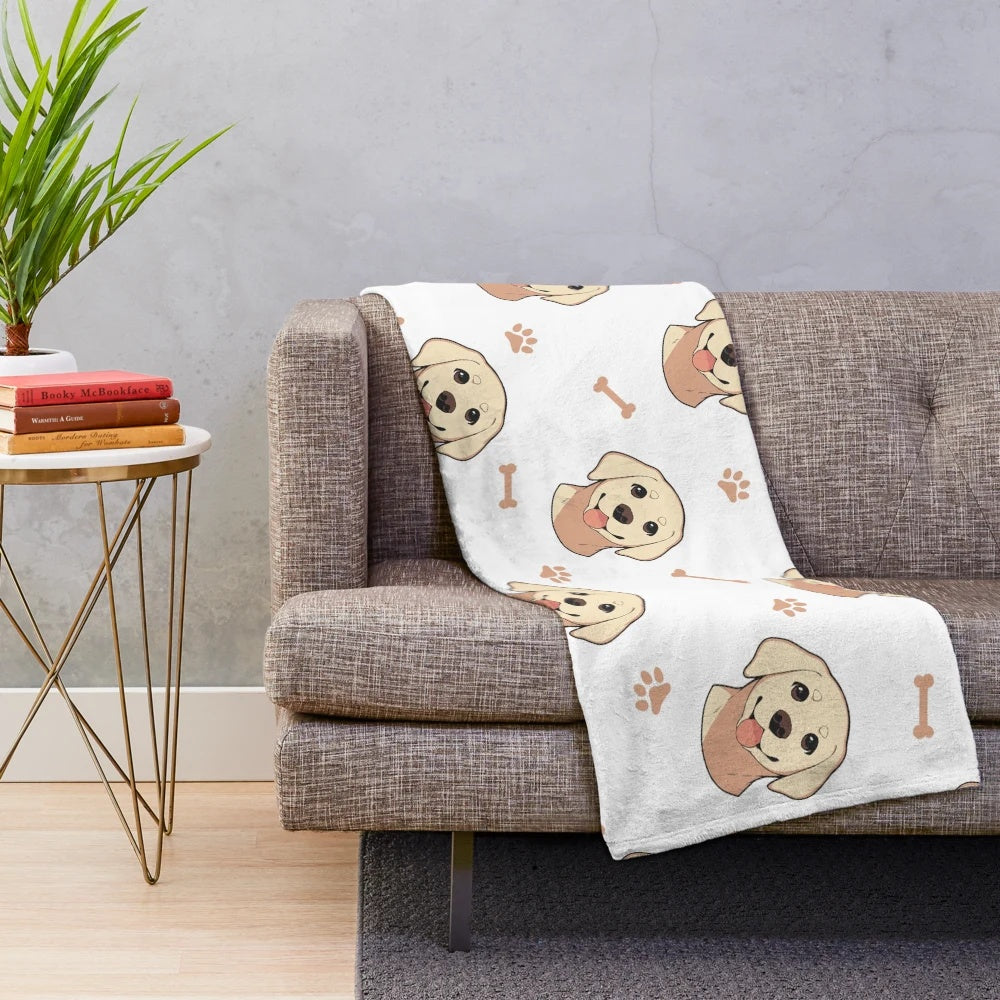 Labrador Retriever seamless pattern plush blanket
