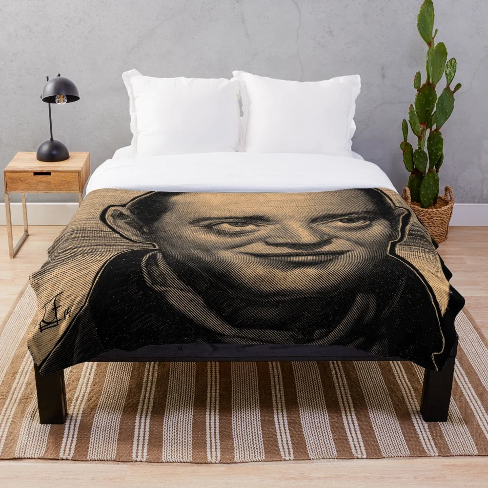 Peter Lorre inspired plush blanket featuring the iconic horror actor