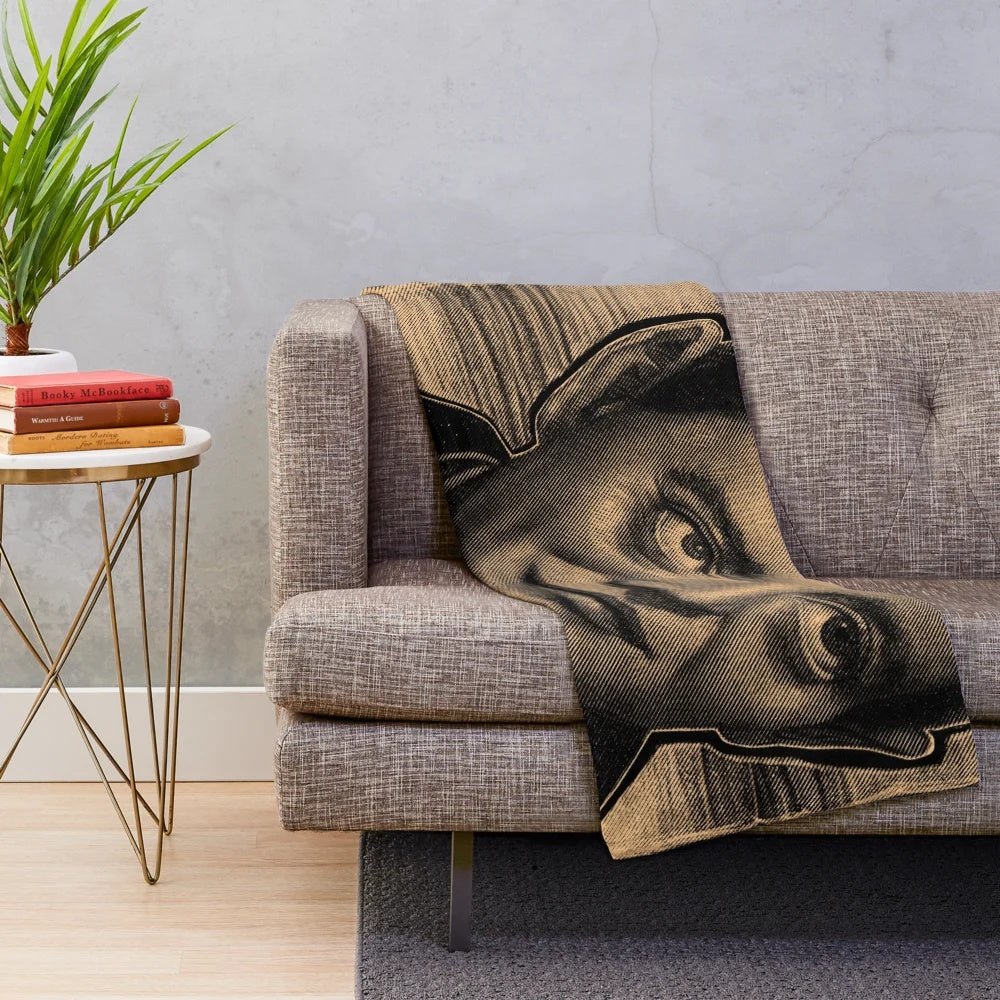 Peter Lorre inspired plush blanket featuring the iconic horror actor