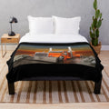 Orange Peterbilt-inspired plush blanket