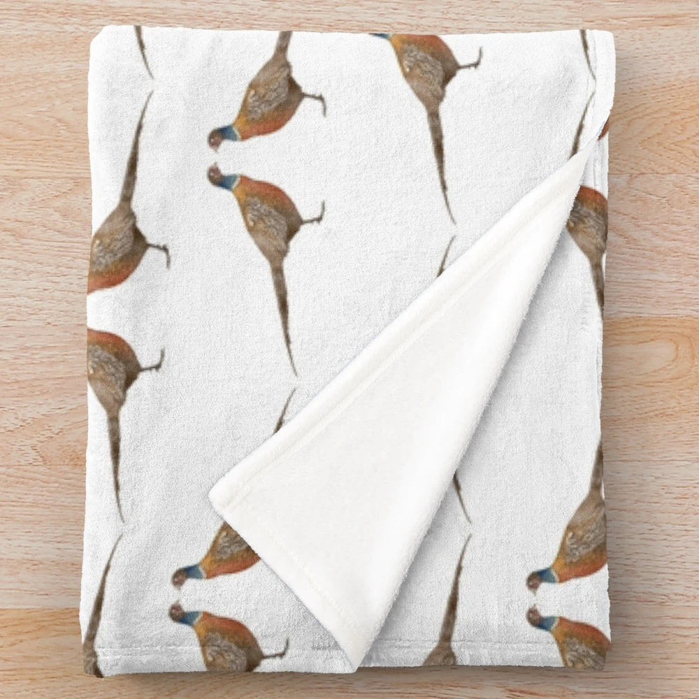 Pheasant pattern plush blanket for country-style home decor