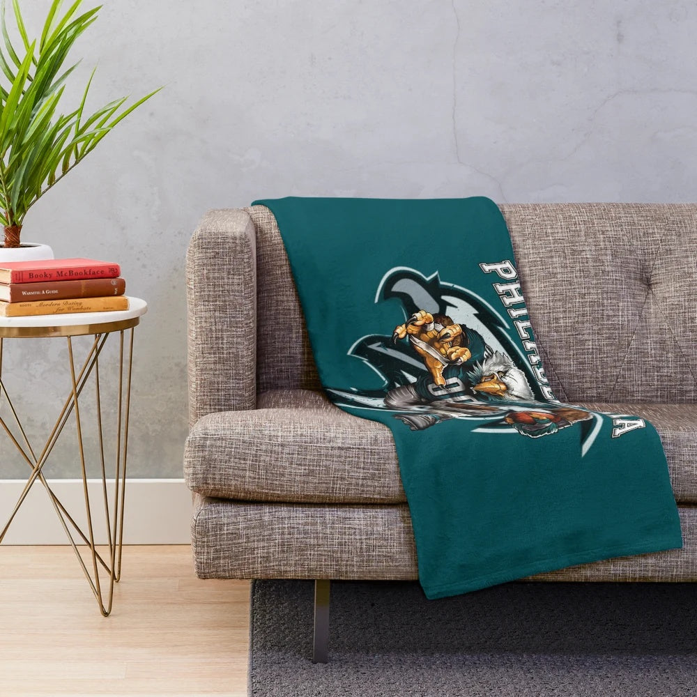 Philadelphia football-themed plush blanket