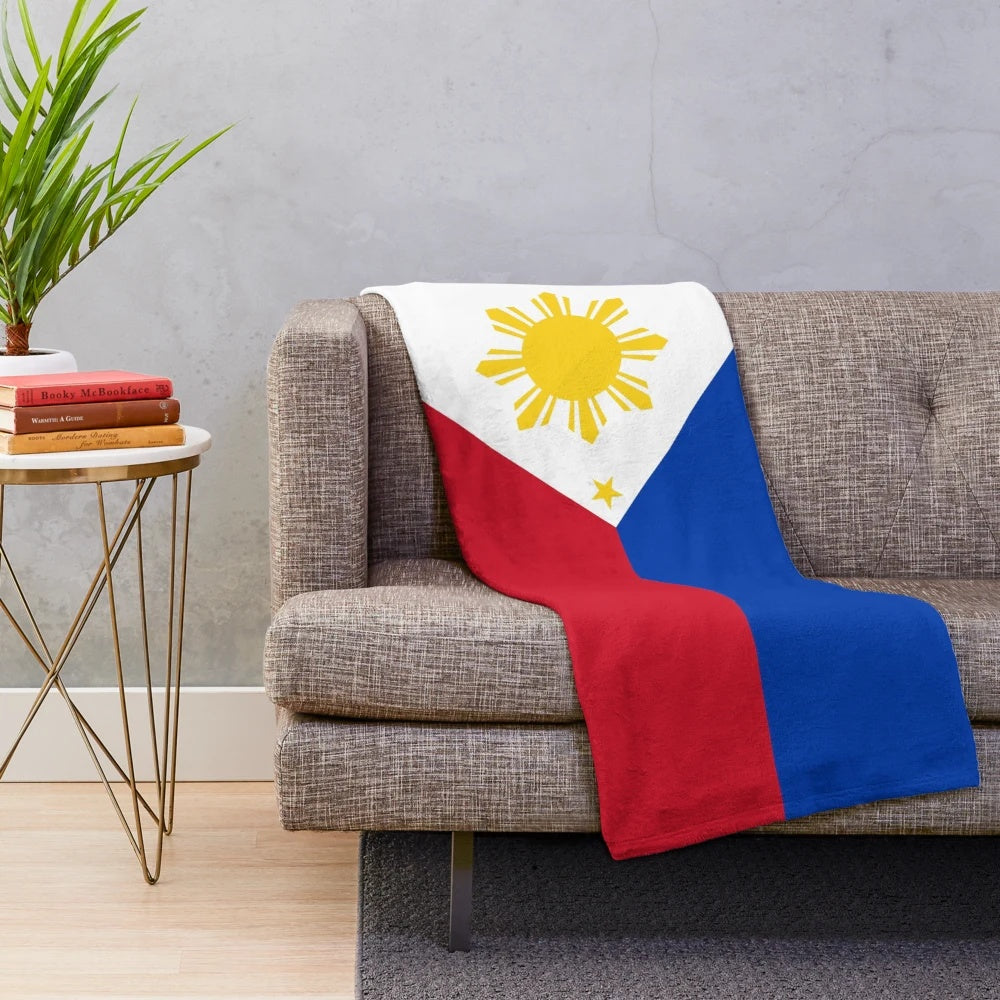 Philippines flag inspired plush blanket for a cozy, tropical home decor
