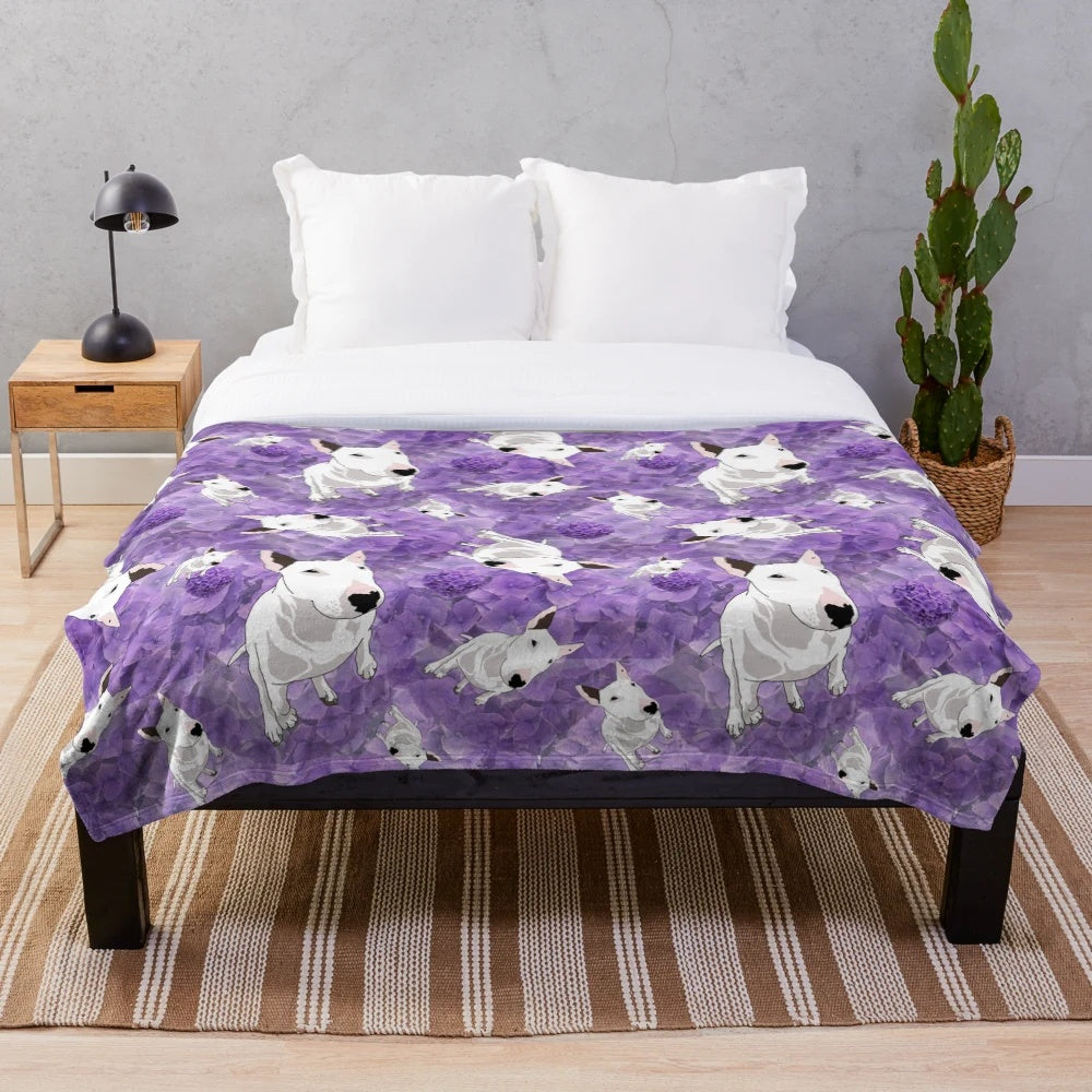Phoebe Juniper Plush Blanket featuring a bull terrier design