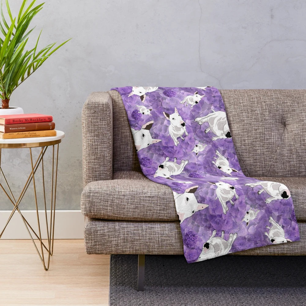 Phoebe Juniper Plush Blanket featuring a bull terrier design