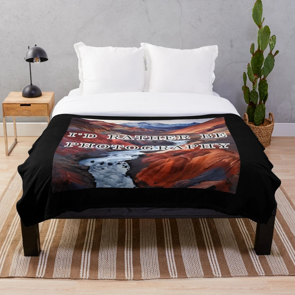 Photography plush blanket with mountains and river