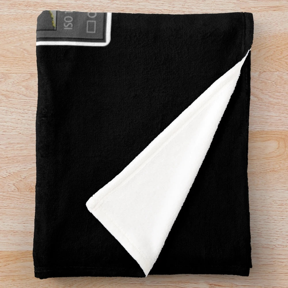 Photography plush blanket with camera and lens design