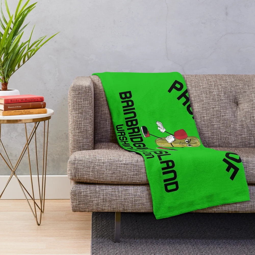 Pickleball plush blanket with a green design and sports motif
