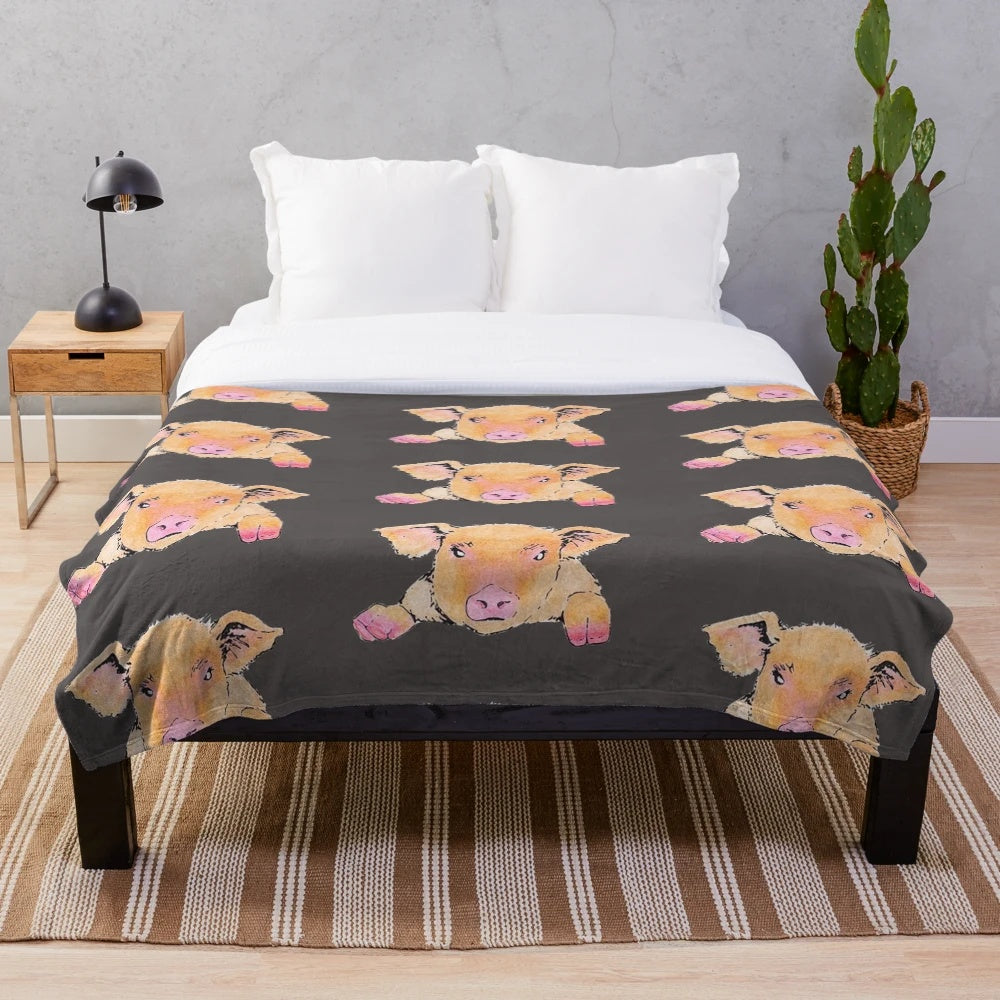 Plush piggy blanket in a soft, pink color