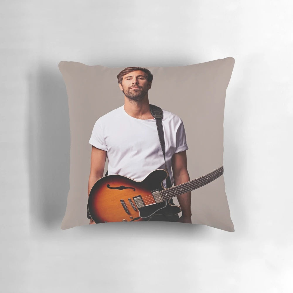 Soft pillow with an image of German pop singer Max Giesinger