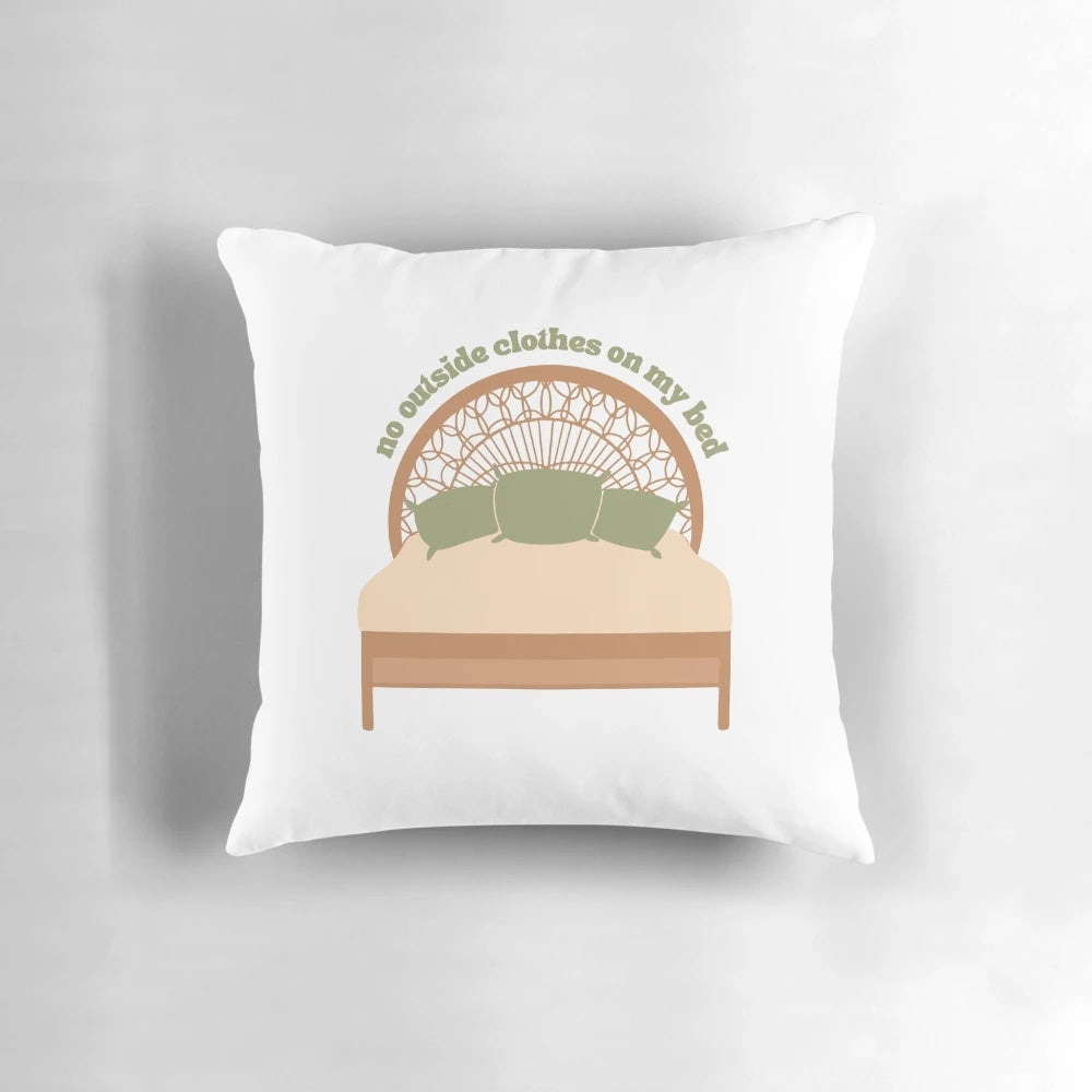 Soft, plush pillow for a bed without outside clothes