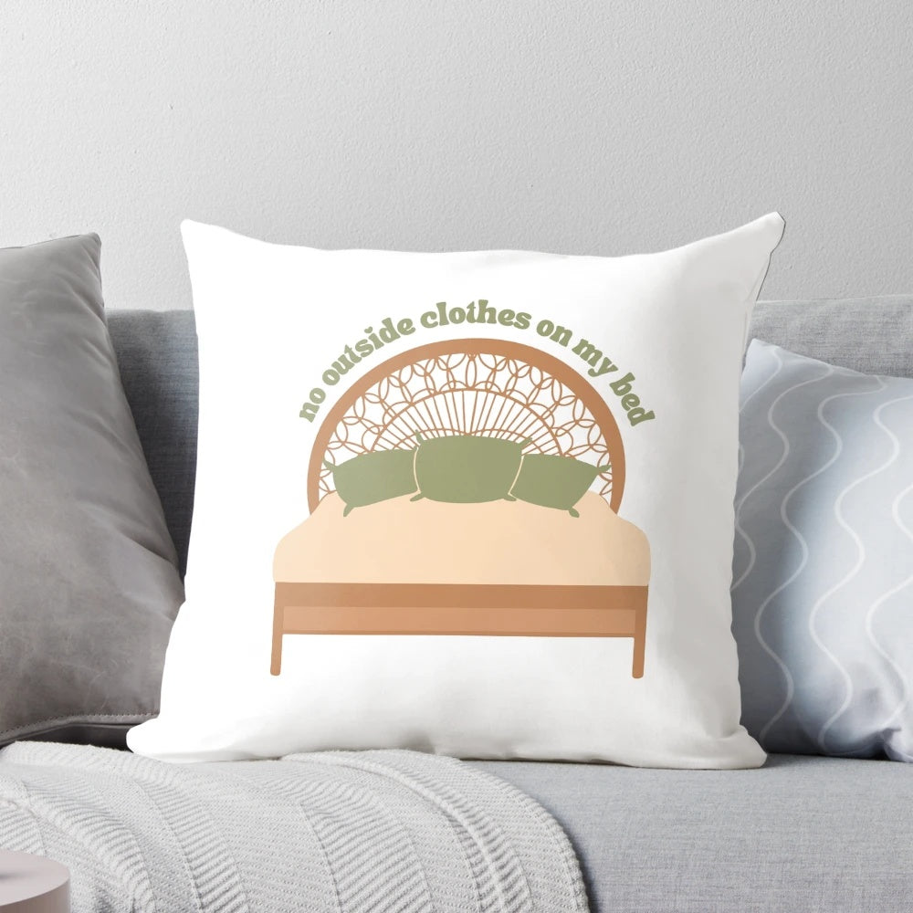 Soft, plush pillow for a bed without outside clothes