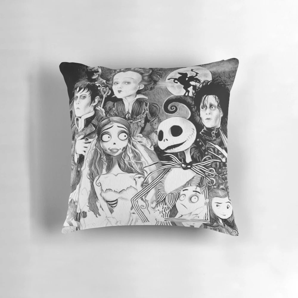 Pillow featuring a design for women who love Tim Burton movies and were born in December