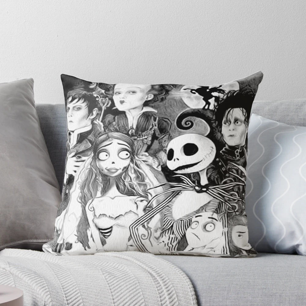 Pillow featuring a design for women who love Tim Burton movies and were born in December