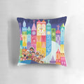 Soft and whimsical pillow featuring a design inspired by a small, fantastical world