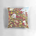 A plush pillow featuring a charming illustration of a blackthorn bush and berries, evoking the quintessential British countryside.