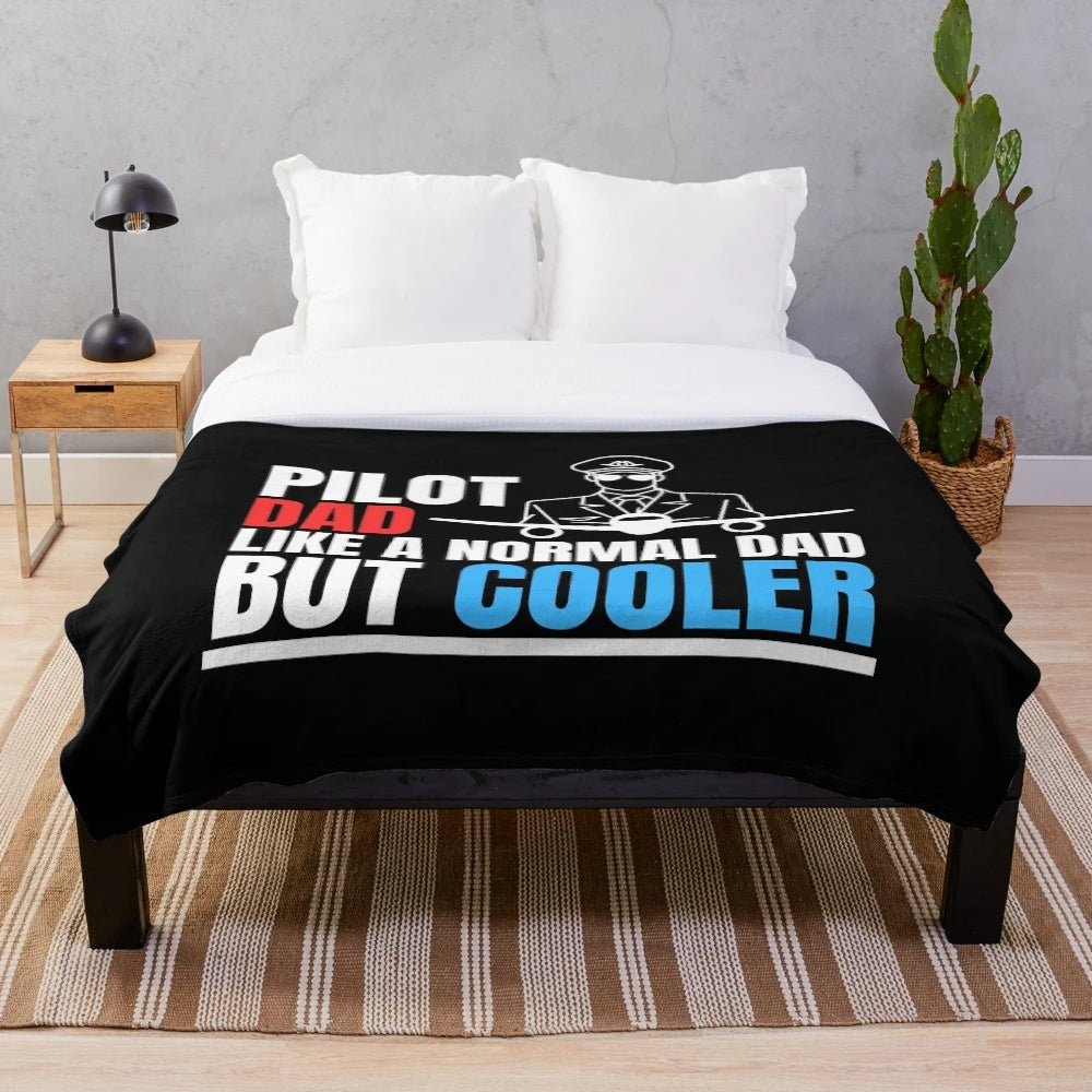 Pilot Dad Plush Blanket with Aircraft Design