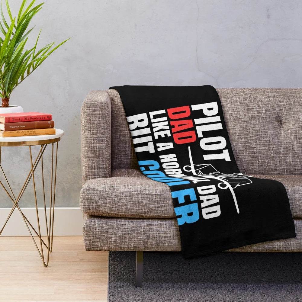Pilot Dad Plush Blanket with Aircraft Design
