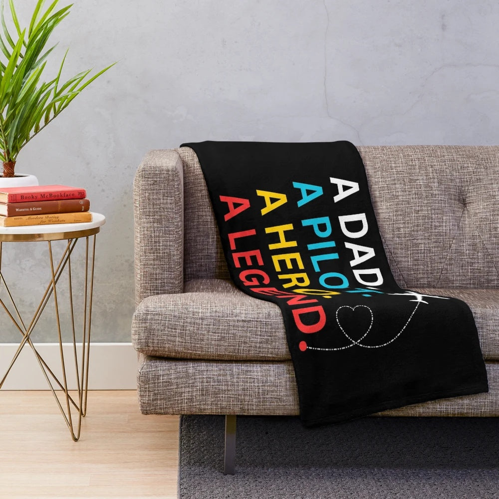 Pilot Dad Plush Blanket featuring an aviation hero design