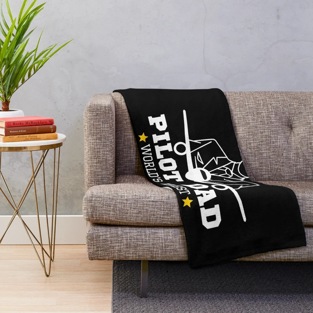 Soft and cuddly plush blanket with pilot dad design