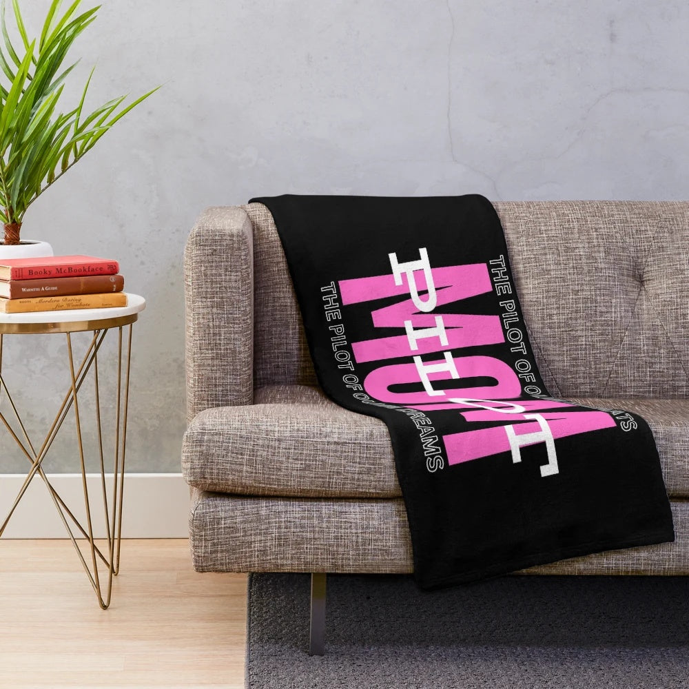 Plush blanket featuring a pilot mom design for aviation lovers