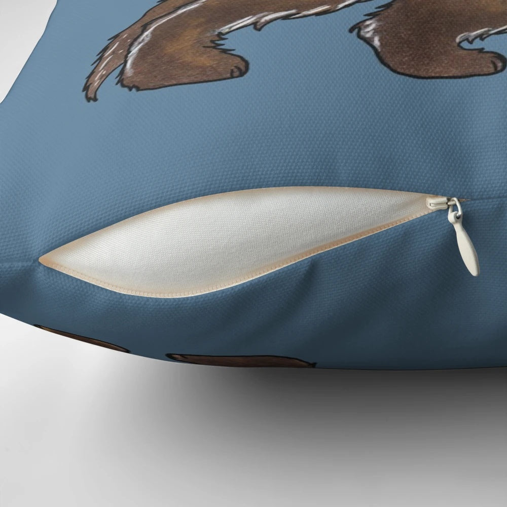A soft, plush pillow featuring a cute and cuddly pine marten, a forest-dwelling weasel species.