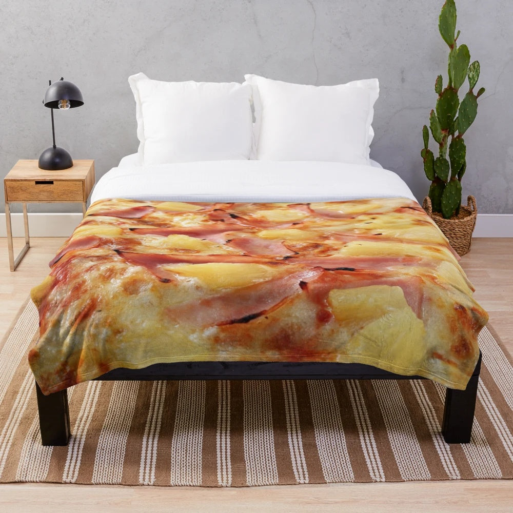 Pineapple pizza plush blanket