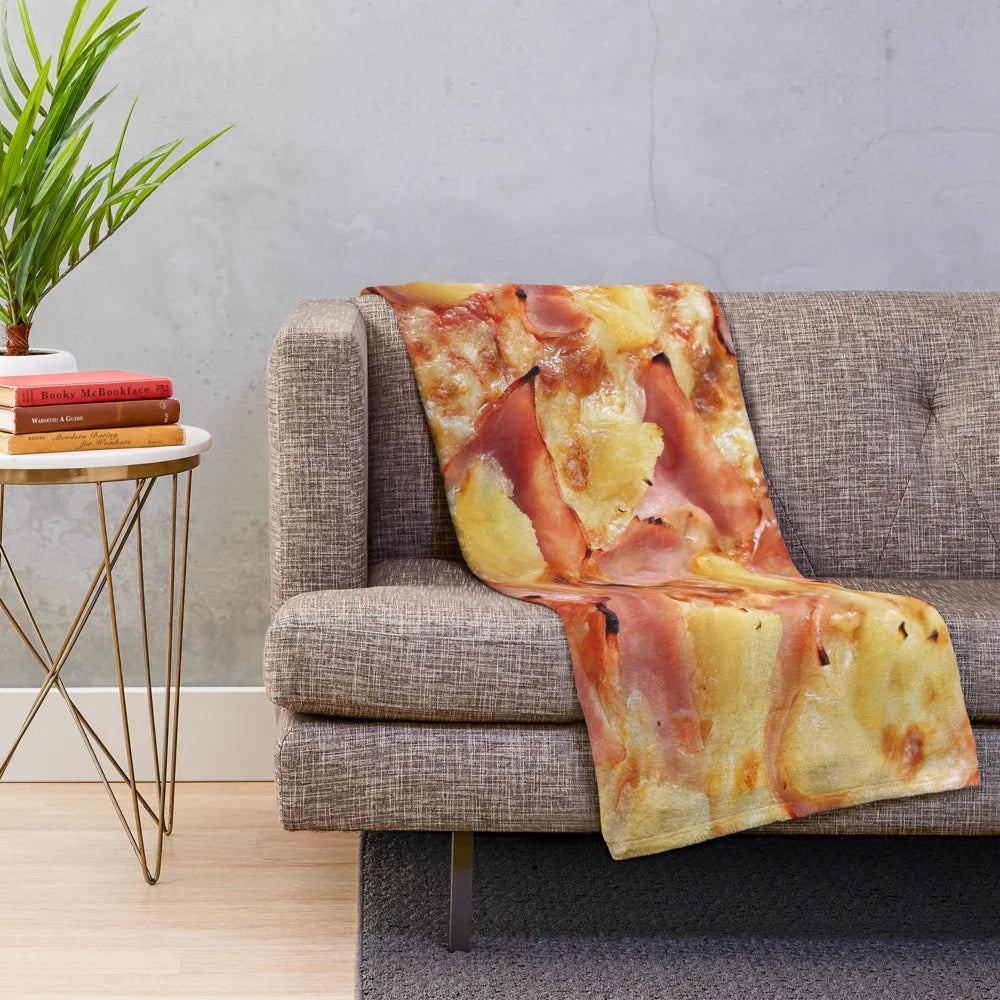 Pineapple pizza plush blanket
