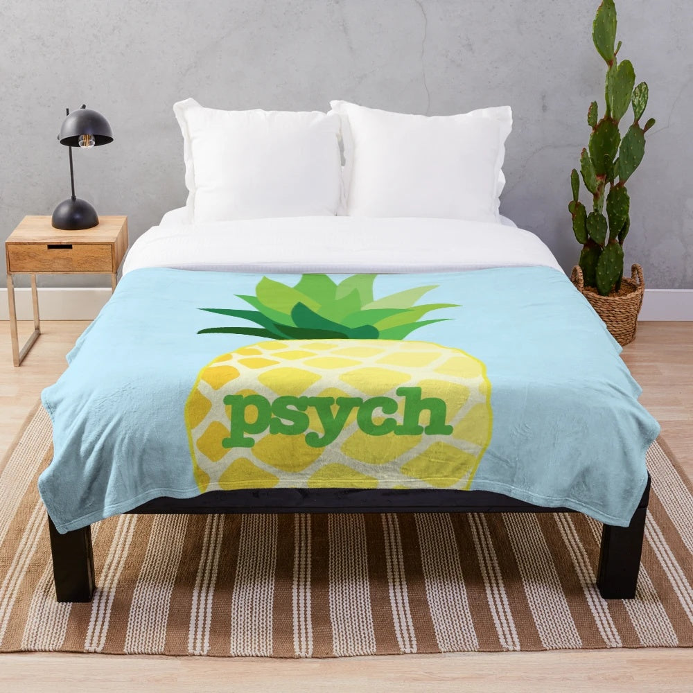 Pineapple plush blanket with a minimalist design inspired by the TV show Psych