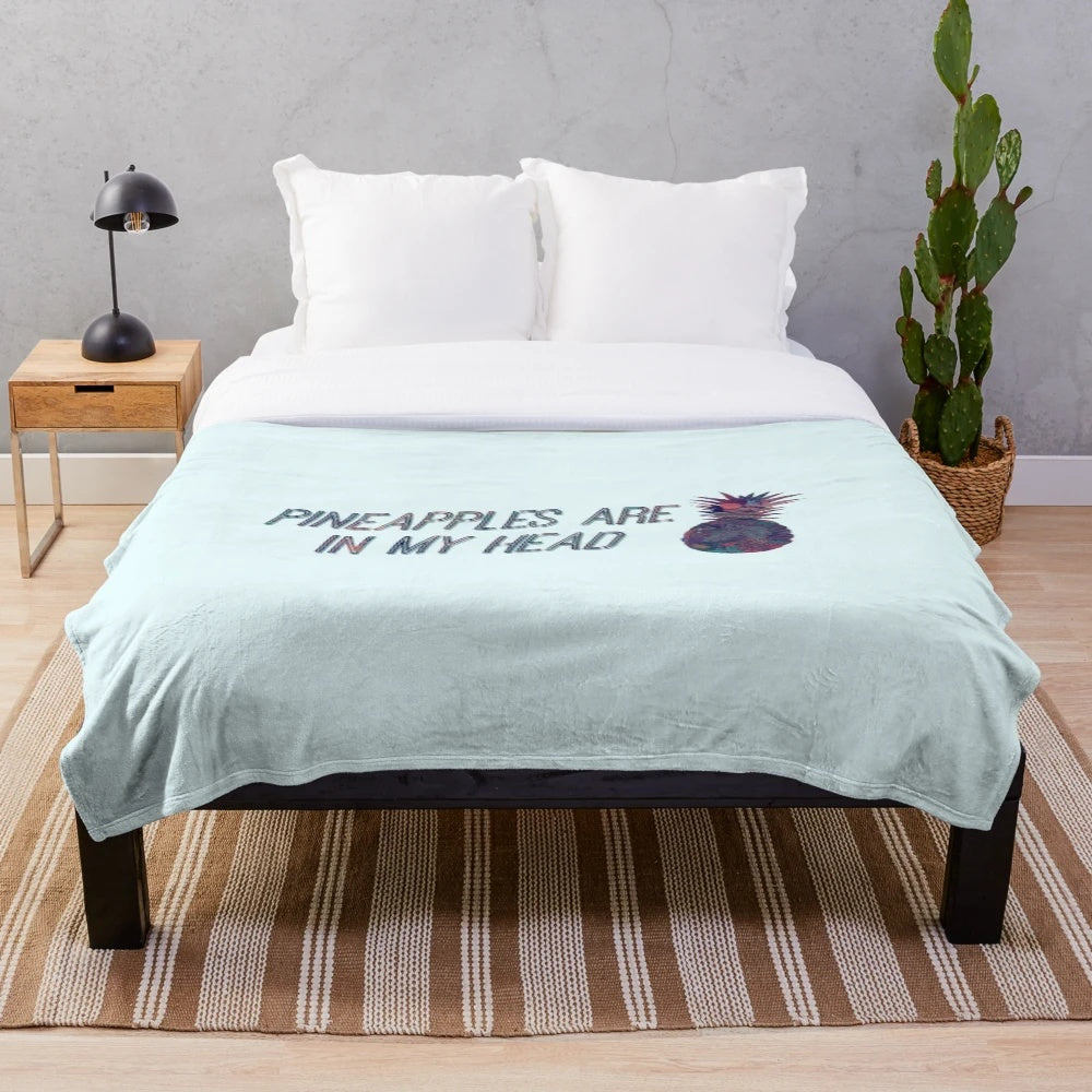 Pineapple plush blanket with indie band lyrics