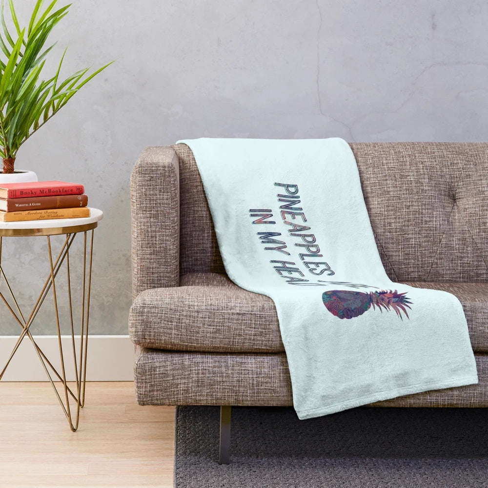 Pineapple plush blanket with indie band lyrics