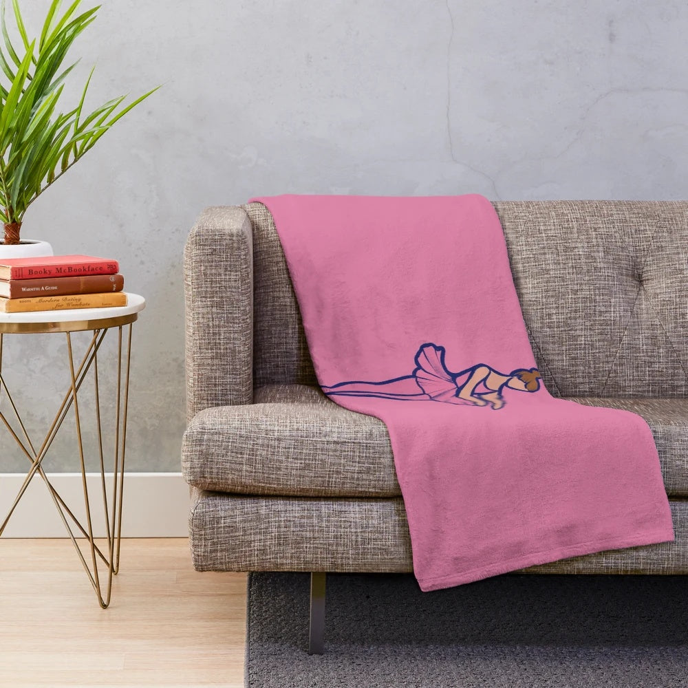 Soft and snuggly pink plush blanket featuring a ballet dancer design for girls