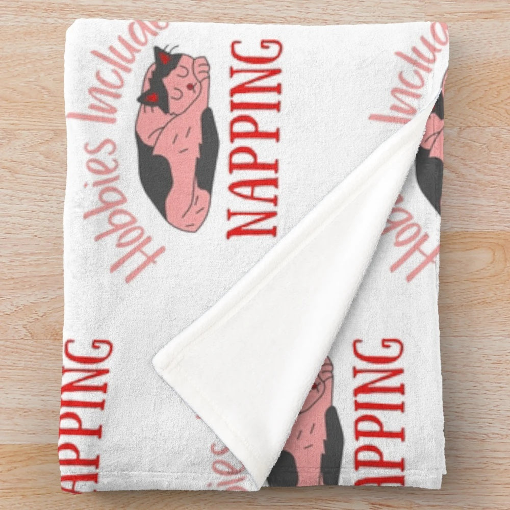 Soft, plush pink cat design blanket for nap lovers