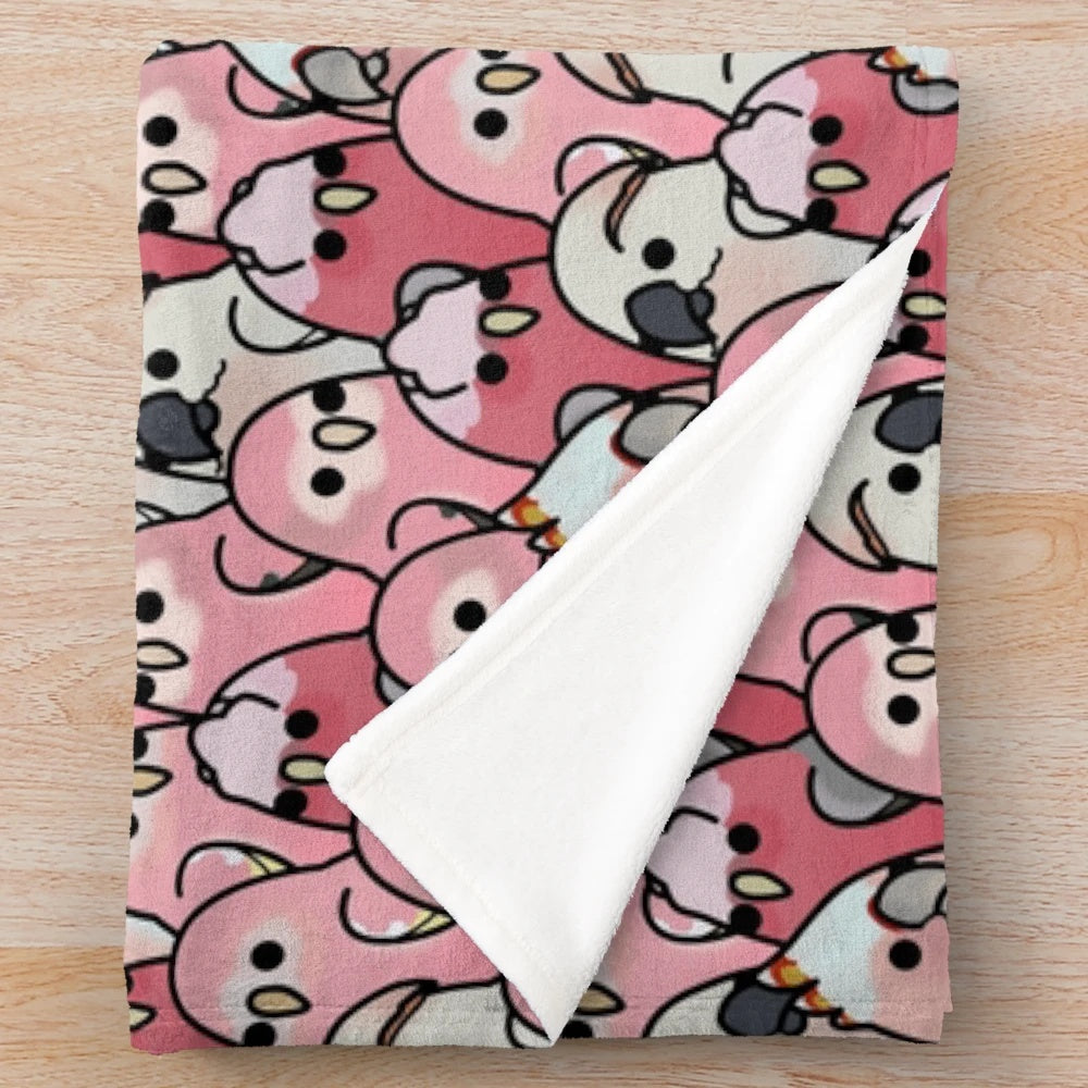 Pink parrot plush blanket with tropical bird design
