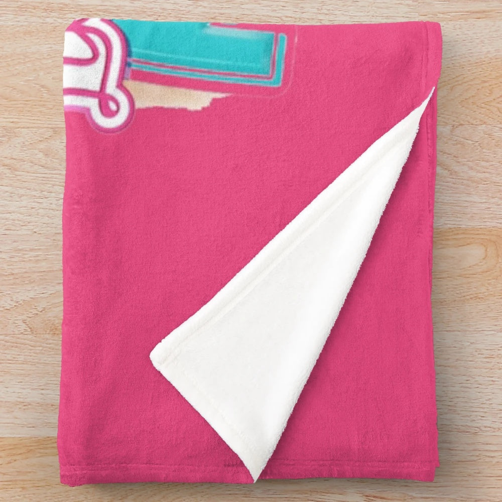 Soft pink plush blanket with cute girl design, perfect for kids who love Like Nastya YouTube channel