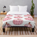 Soft and Cuddly Pink Pumpkin Plush Blanket Perfect for Autumn and Halloween Decor